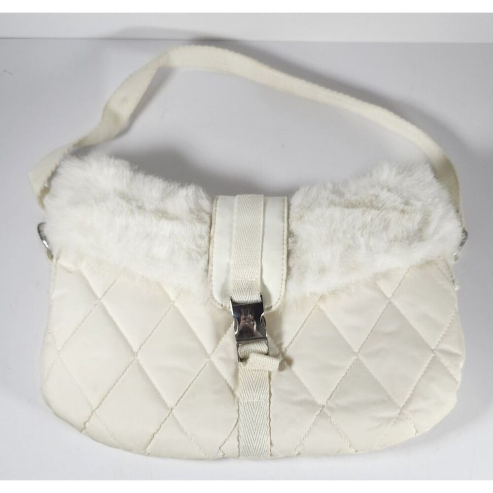 Bath And Body Works White Glam Shoulder Bag Purse  W/ Diamond Stitching Y2K EUC